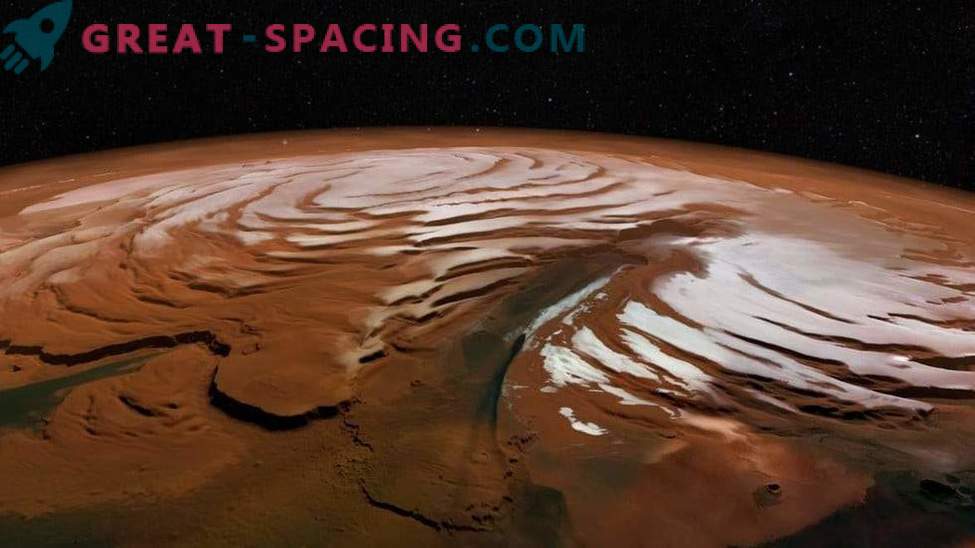 What does the polar ice cap of Mars look like