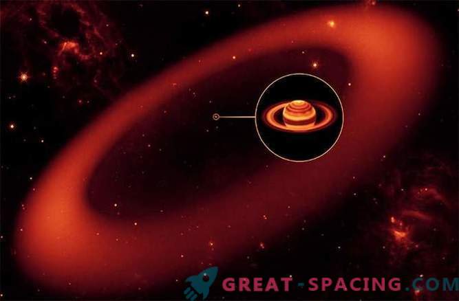 The newly discovered ring of Saturn eclipses the gas giant