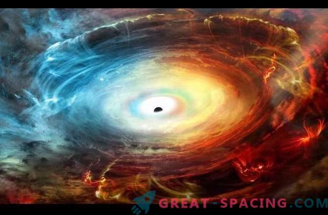 The black hole is masked by exhaust gases