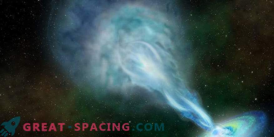 Plasma spewing quasar illuminates young universe
