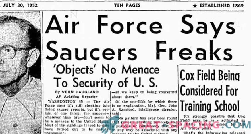 As described by unidentified objects in 1952 over Washington. Newspaper articles