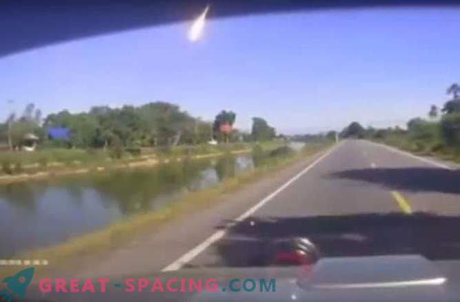 A burning meteor in the morning sky over Thailand