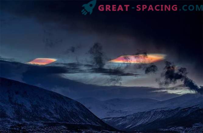 Psychedelic stratospheric clouds glisten over the Arctic Circle.