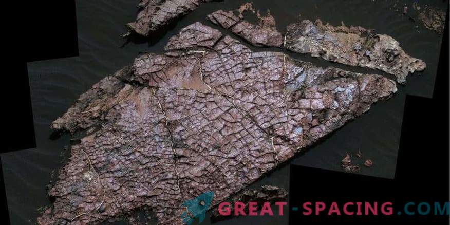 Dry cracks determine the shape of water on Mars