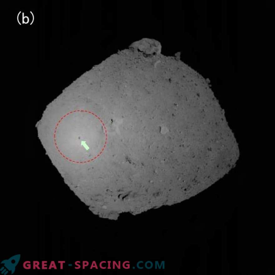 The shadow of Hayabusa-2 was noted on Ryugu asteroid