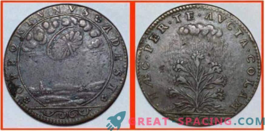 The pattern on an ancient 17th century French coin resembles an alien ship. Opinion ufologov